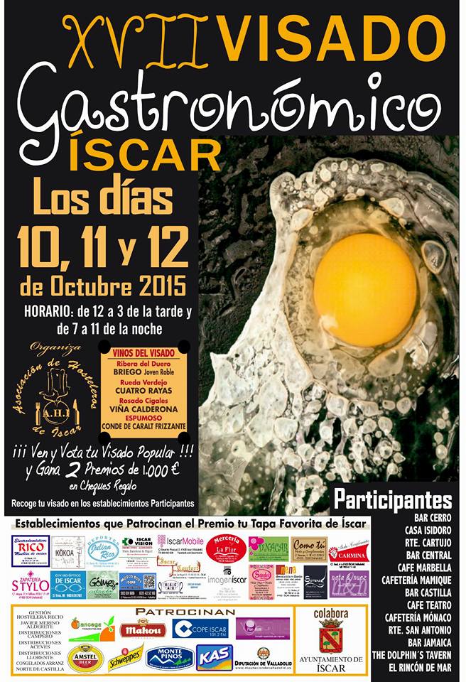 TurismoIscar's tweet photo. HOY FIESTA NO SE COCINA, SAL A TAPEAR POR EL VISADO GASTRONÓMICO DE ISCAR. Hasta las 11h puedes. Tienes que venir! http://t.co/xymv0DGksg