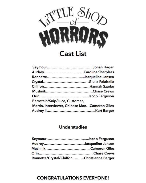 CSArtsGroup's tweet image. Congrats to our Int &amp;amp; Adv #MusicalTheatre students! #Honk! &amp;amp; #LittleShopOfHorrors are cast and will be great shows!!