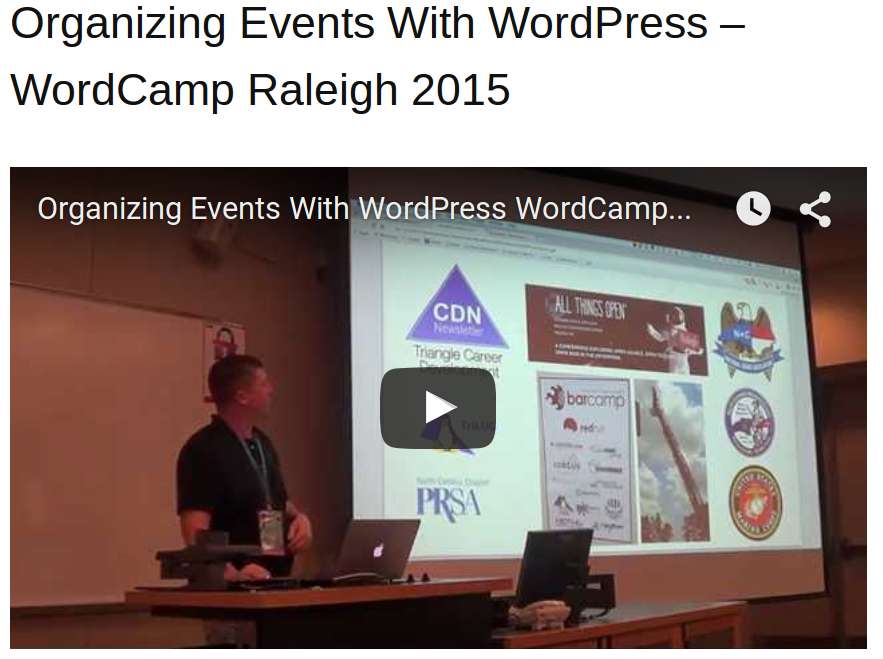 TriCareerDev's tweet photo. Video and slides- Organizing Events with WordPress #wcraleigh #wordcampraleigh https://t.co/I5VtUfFUBM http://t.co/Mz7xLSlqWx
