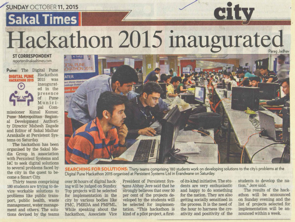 eMee_Insights's tweet photo. @sakaltimes coverage of the #DigitalPuneHackathon... were you there? RT and share your experiences! @eSakalUpdate http://t.co/qesQgoQ2FQ
