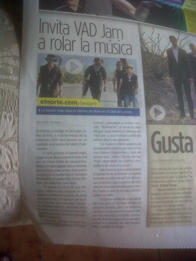 dandyrufian's tweet photo. Gracias @elnortecom por el reportaje de @vad_jam !! Rockandroll http://t.co/LfrCzvRVph
