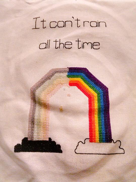 StitchOutStigma's tweet photo. Another amazing & powerful #CrossStitch for #StitchingOutStigma. It can't rain all the time by Tori. http://t.co/PD5BaqxZp9
