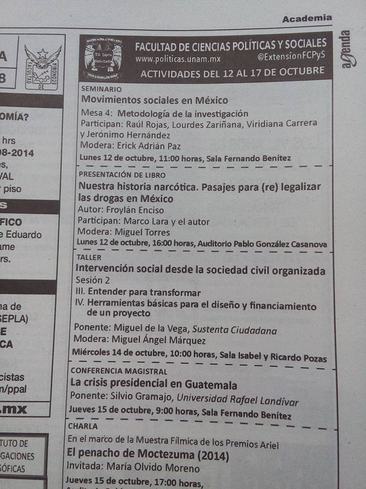 ipsofac_to's tweet photo. Los esperamos hoy en la presentación del libro Nuestra historia narcótica, de @elfroyenciso, a las 4pm en @UNAM_FCPyS http://t.co/DHumChq3vD