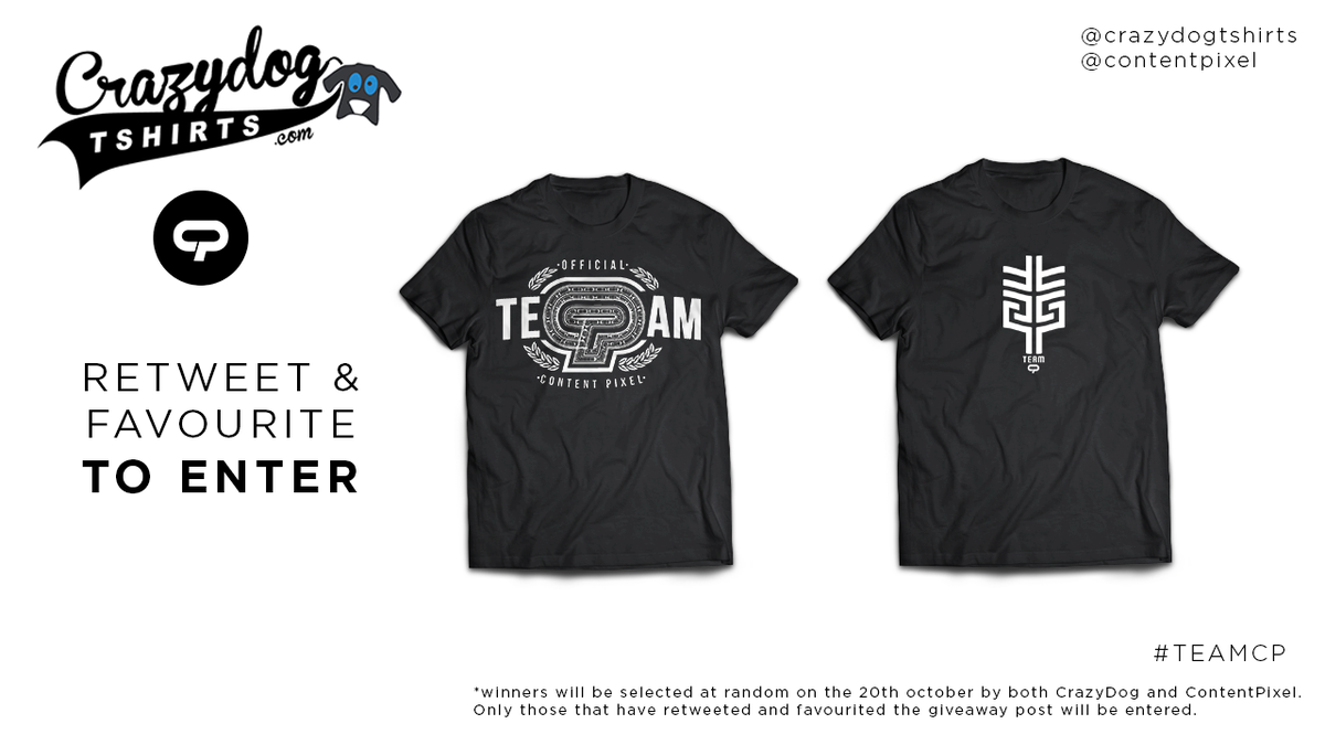 ContentPixel's tweet photo. We've teamed up @CrazyDogTShirts to giveaway 4 #TEAMCP T-shirts. Retweet/Favourite to ENTER! (4 winners)! http://t.co/GdwcEtfRlZ