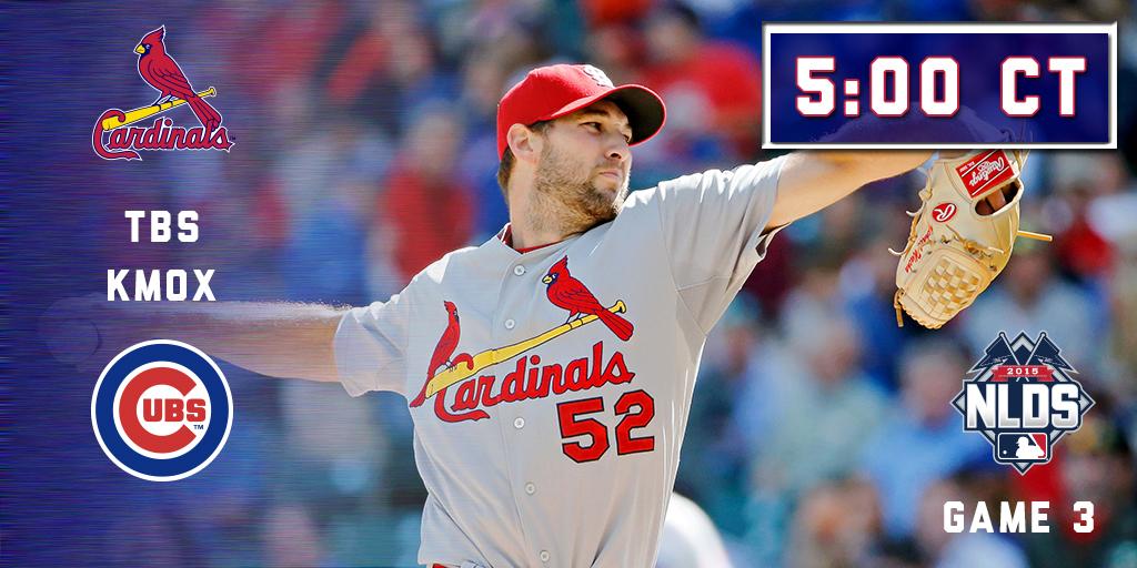 Cardinals's tweet photo. #NLDS shifts to Chicago as @MichaelWacha gets start for #STLCards. http://t.co/tEBwHyzvWB #12inSTL http://t.co/rc65si8tYc
