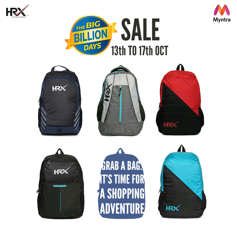 HRX on X: Grab an HRX backpack on your shopping adventure with the  #TheBigBillionDaysOnMyntra app    / X