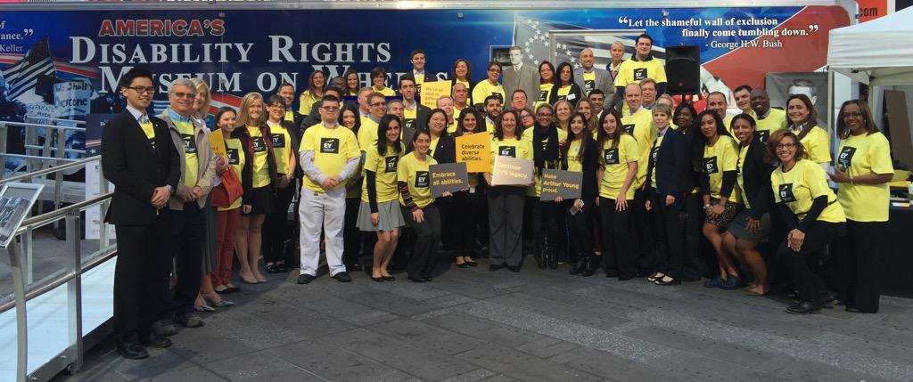 HoweSteve2018's tweet photo. #EY family photo from @USBLN's #RightsOnWheels in Times Square today. Thanks Jill Houghton &amp; Bobby Silverstein! #ADA http://t.co/rLlmg9SLEC