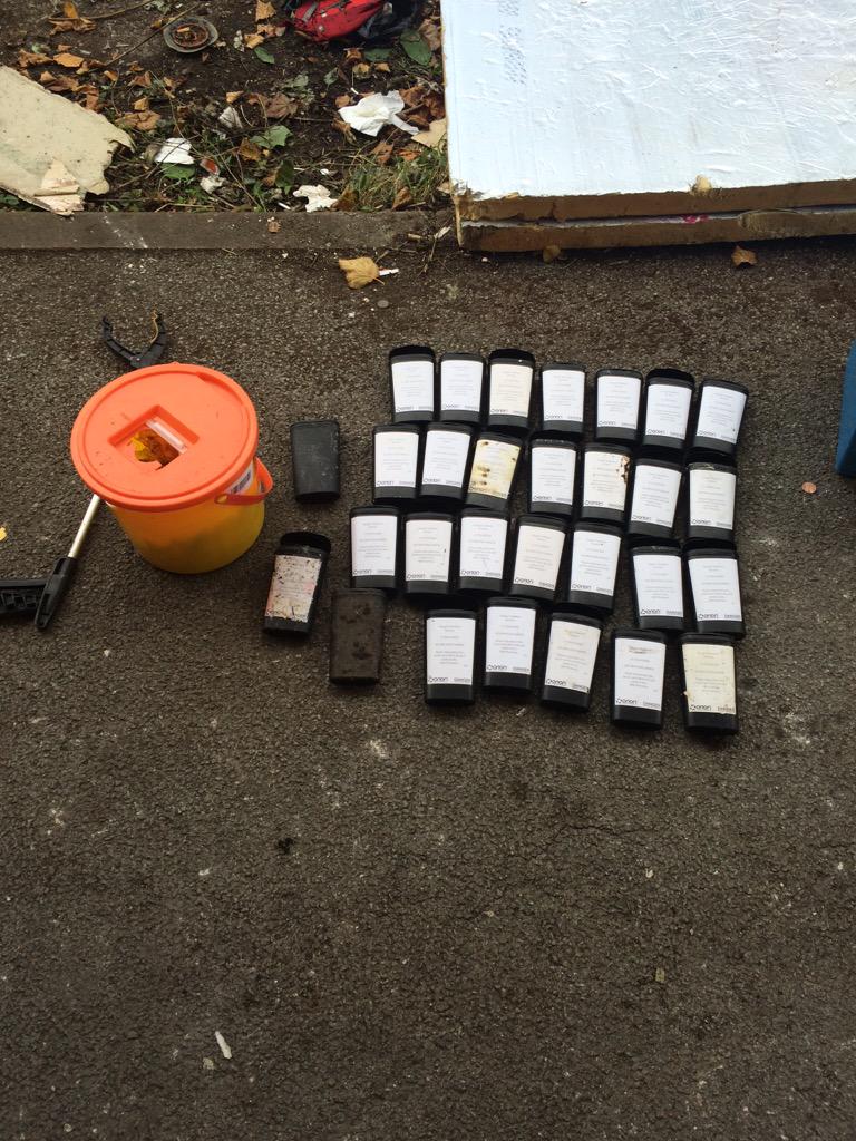 Phbiohazard's tweet photo. Busy day at pH biohazard, needle sweep in a derelict property. http://t.co/Y7guAKQI8c