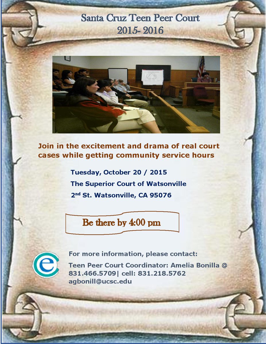scctpc's tweet photo. Come and join us for the first Teen Peer Court hearing the 20th of October! It will be from 4-6, mark your calendars! http://t.co/tAPGarC7iv