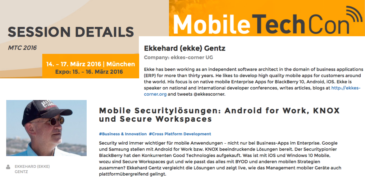 ekkescorner's tweet image. meet me @MobileTechCon in Munich. My Session: #SecureWorkSpaces #AndroidForWork #KNOX and more. Live Demo #BES12