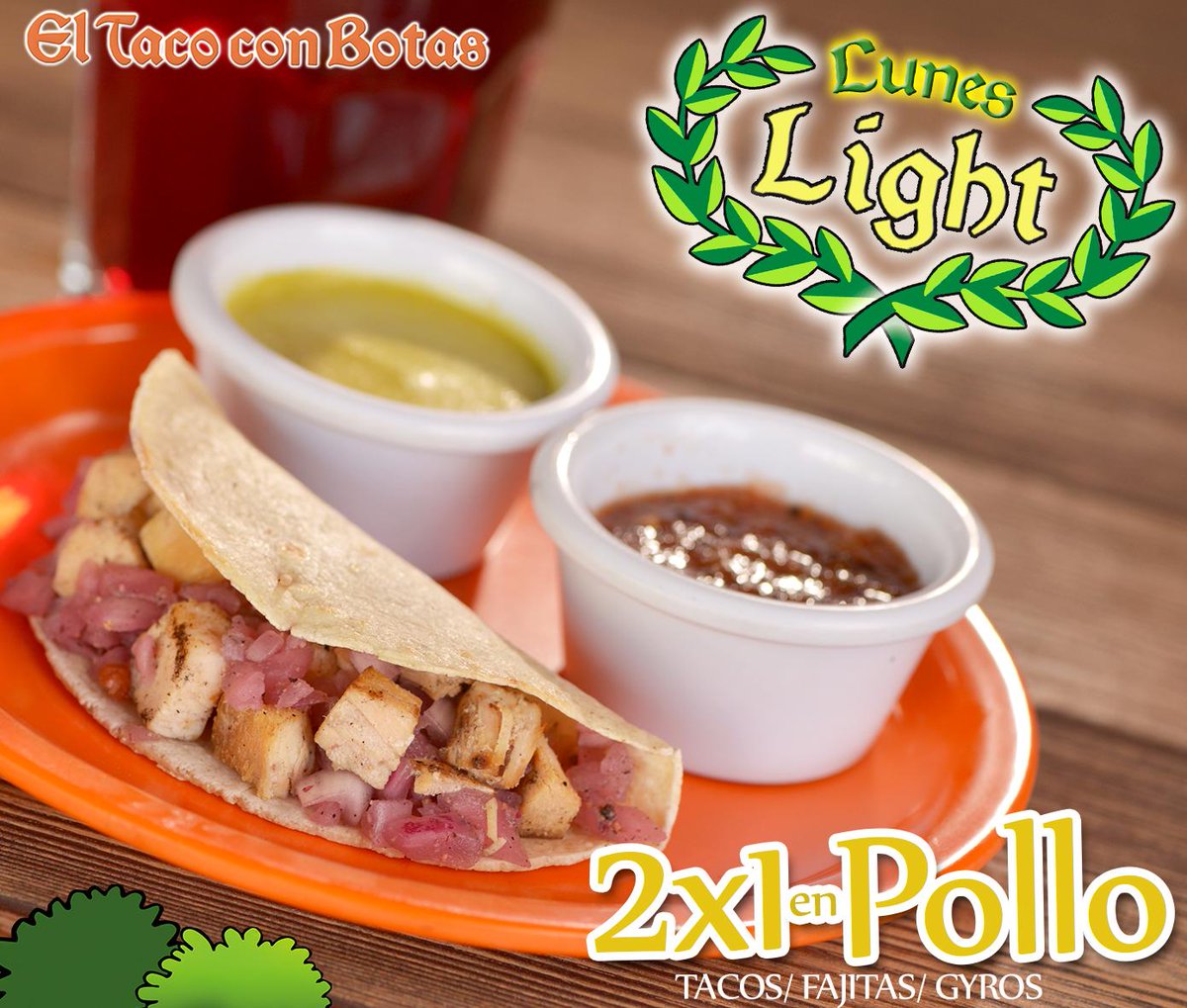Eltacoconbotas's tweet photo. Empecemos bien la semana con nuestro #LunesLight de #Pollo2x1 en Fajitas, Tacos y Gyros. ¡Los esperamos ! http://t.co/lKj3JMhAX9