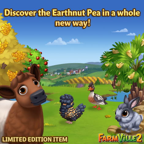 farmville2's tweet photo. Check out “Discover the Earthnut Pea in a whole new way!” #LE items in the #GenStore now! http://t.co/MmQUzE4sv1 http://t.co/HW9a1iKHk5