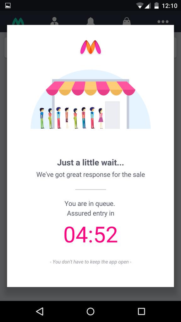 anishtweets's tweet photo. As expected both Flipkart n Myntra App crash due to traffic @Flipkart #bigbillionday @myntra http://t.co/hnx9ac6gkq