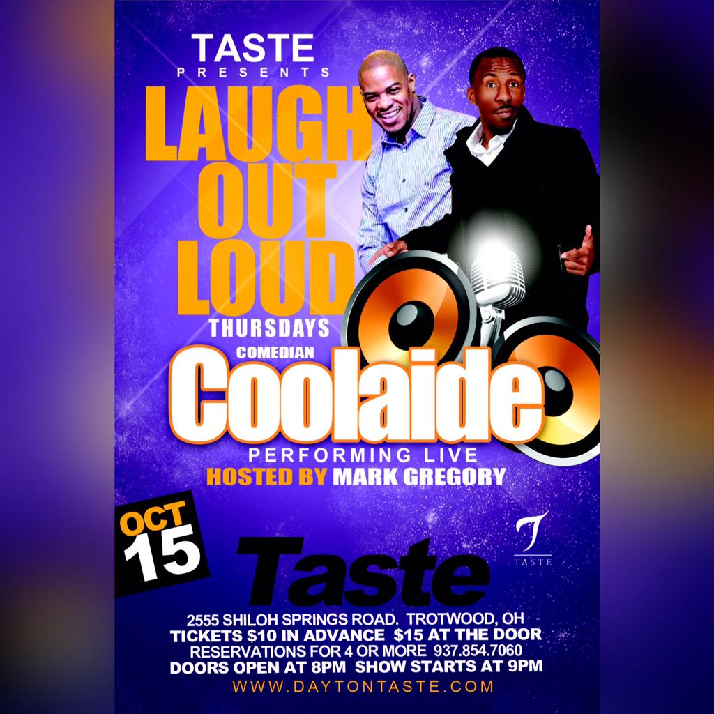 comicmarkgreg's tweet photo. This Thursday Oct. 15th the jokes will be told at #LolThursday! My man Coolaide will be bringing the funny. #BeThere http://t.co/SqHFW4sRMb