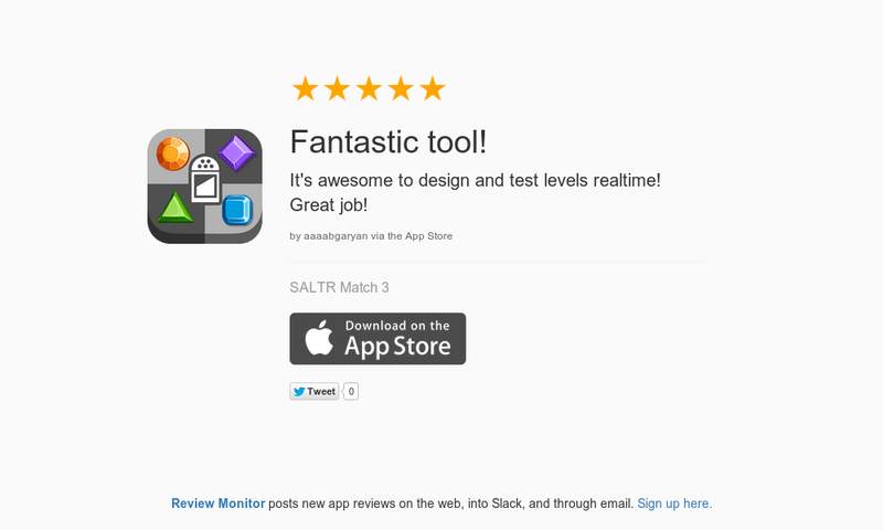 saltrapp's tweet photo. 5 Star Review "Fantastic tool!: It's awesome to design and test levels realtime! Great job!" https://t.co/cF7vQeItYn http://t.co/tMOTPEIIe5
