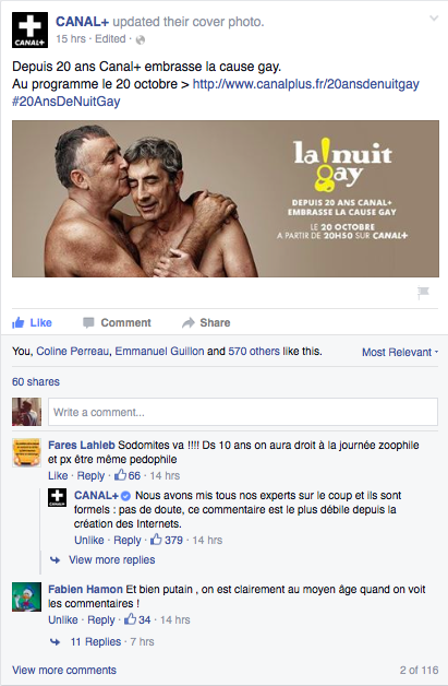 Déferlante de commentaires stupides contre les gays sur notre création .<a href="/canalplus/">CANAL+</a> #20AnsDeNuitGay #buzz #canalplus