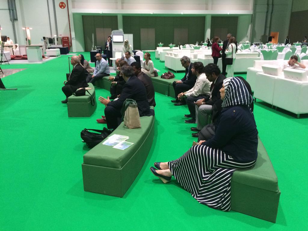 EcocityBuilder's tweet photo. Delegates listening to Kirstin Miller about the Ecocity UMIS creating new ideas for the future  #ecws2015 #ECWSUAE http://t.co/pAT0qiqttc