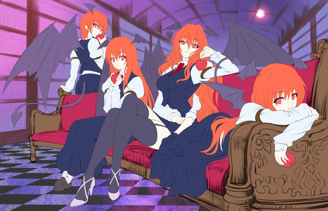 いつ頃描いたかさえ思い出せないほど放置し過ぎて塗る気が失せてしまった小悪魔四姉妹。幽閉サテライトの小悪魔りんごを聴きながら描いてたのは覚えてるんだけどなぁ・・・1年くらい前だったか? 