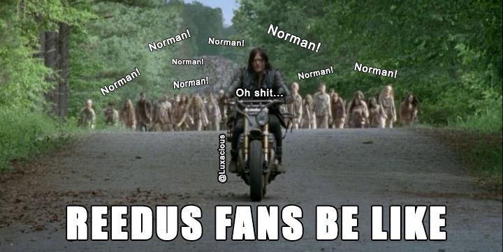 Luxacious's tweet photo. #NormanReedus fans be like... #TheWalkingDead #ReedusFans #NormanIsMyMuse #MuseBabe @wwwbigbaldhead @TheWalkingDead http://t.co/BSE9fiYAHI