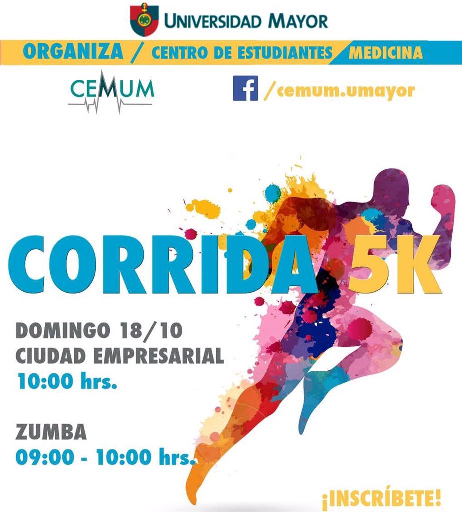 Corrida 5K CEMUM '15 Zumba, premios y + ¡Todos invitados! ➡️ goo.gl/CeTJ4o Favor RT <a href="/Runchileweb/">Runchile.cl</a>