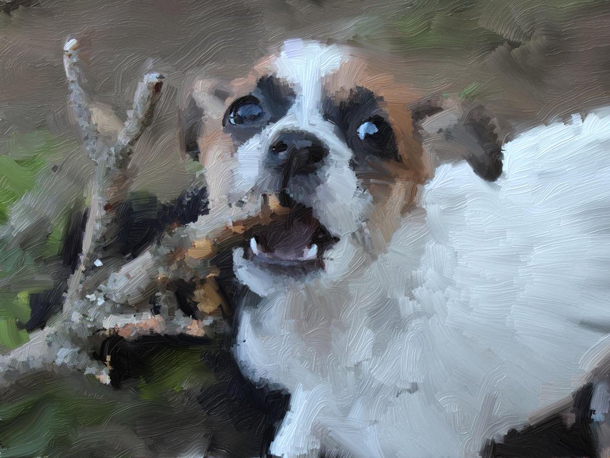 PaintBotApp's tweet image. fed a cute puppy through the PaintBot :)