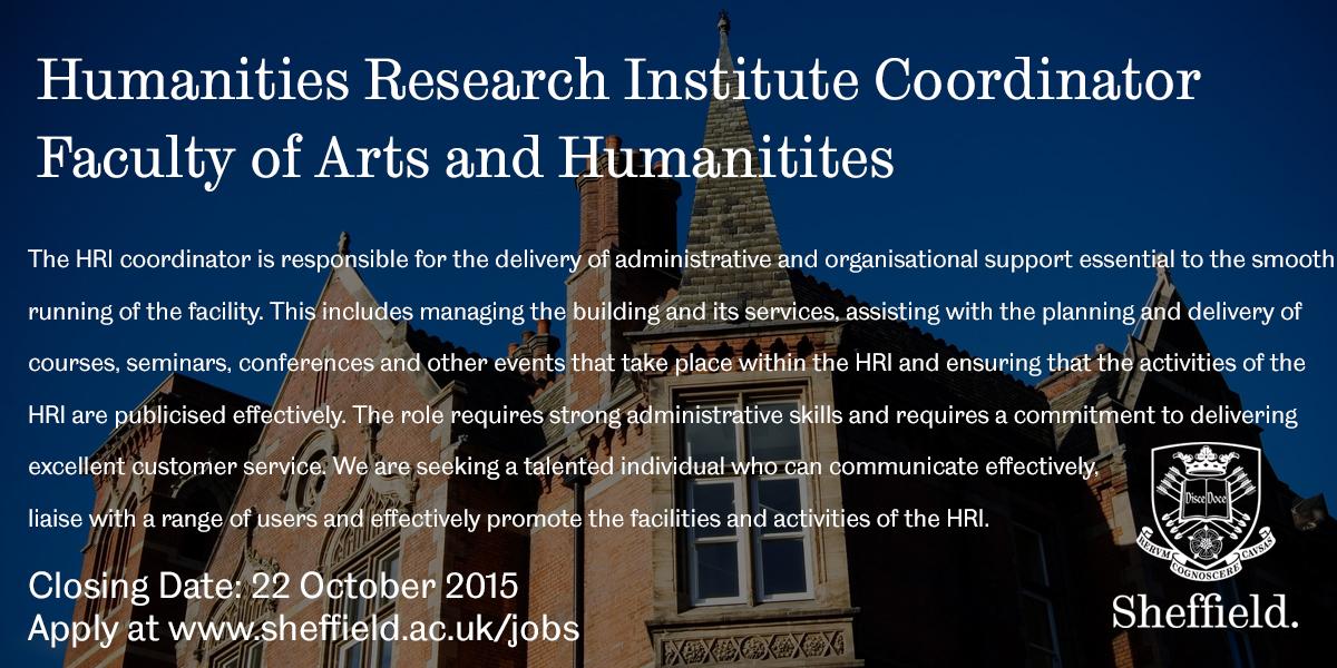 UniOfSheffJobs's tweet photo. .@HRIunishef are recruiting a Coordinator.You can find more information &amp; how to apply here > https://t.co/g2zYcLp2jU http://t.co/HJVLnIklQT
