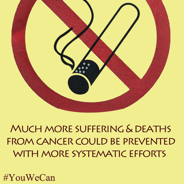 YOUWECAN's tweet photo. More than 30% of cancer could be prevented, by not in-taking tobacco.  #YouWeCan http://t.co/lhT1xYz9h8