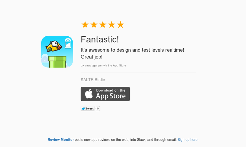 saltrapp's tweet photo. 5 Star Review "Fantastic!: It's awesome to design and test levels realtime! Great job!" https://t.co/MAsk7qybmh http://t.co/NAEAKuBYrn