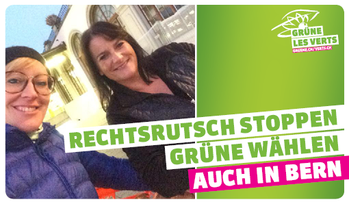 Immer wieder auf der Strasse präsent mit der Botschaft: Rechtsrutsch stoppen, #grünwählen #WahlCH15