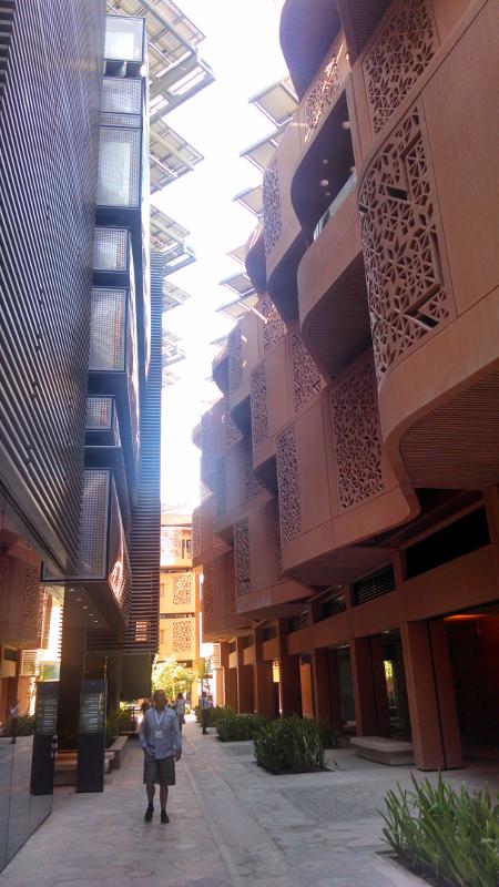 EcocityBuilder's tweet photo. Tour of Masdar City, state-of-the-art sustainable community. Beautiful design meets green building #ECWSUAE #ecws2015 http://t.co/HOFFuiRZ1a