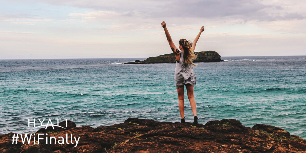 HyattSalesForce's tweet photo. You asked. We listened. Free Wi-Fi is now available at Hyatt hotels worldwide! Feels good, right? #WiFinally http://t.co/5yfwZCa7pX