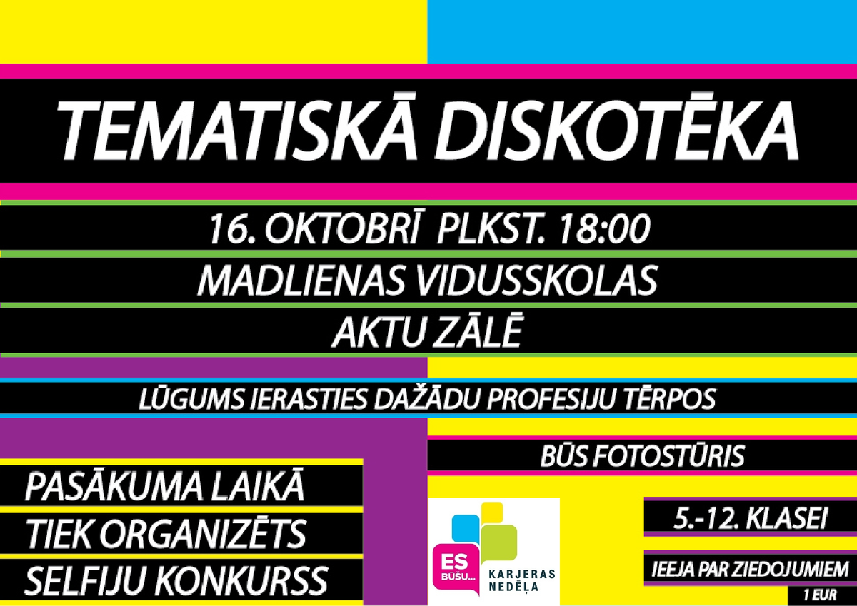 mvs_pasparvalde's tweet photo. Karjeras nedēļas ietvaros aicinām uz Tematisko diskotēku, kas norisināsies piektdien, 16.oktobrī, plkst. 18:00! http://t.co/ZdfKZW9pL2