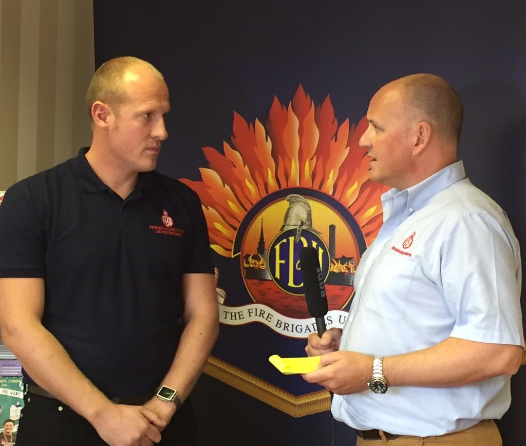 Leics Officials discuss the devastating proposals2cut 1/3 of the Fire Service in Leics with FBU Leaders. @MattWrack