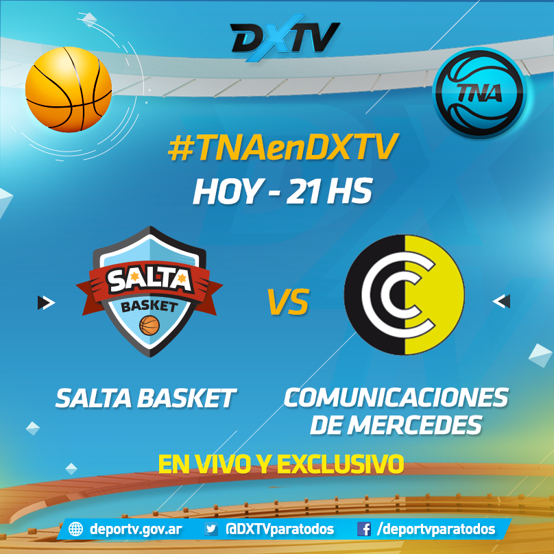 canaldeportv's tweet photo. #TNAenDXTV ¡HOY! Salta Basket vs. Comunicaciones de Mercedes, desde las 21:00hs en VIVO y en EXCLUSIVO!! http://t.co/UxPmURLcTF