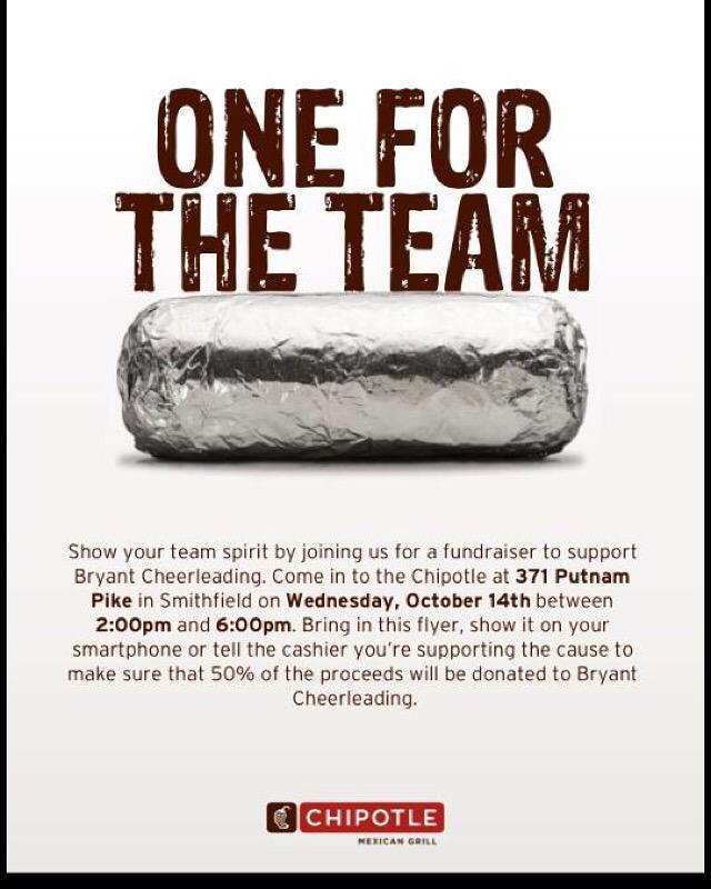 Tomorrow is the day to stuff your tummy with chipotle!!! From 2-6pm come out to Chipotle in Smithfield!