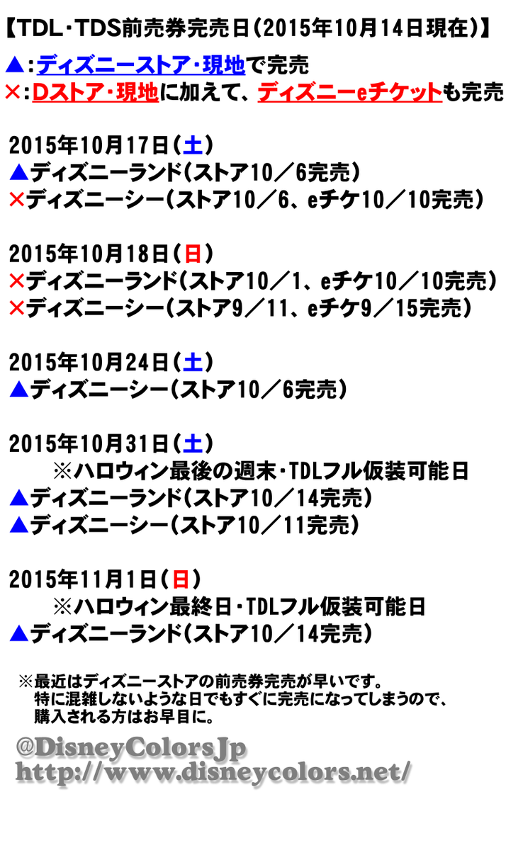 Disney Colors クロロ ディズニーランドの10 31 土 11 1 日 の日付指定券がディズニーストアで完売になりました ハロウィンイベント最後の2日間 Tdlはフル仮装可能日 シーよりも混雑しそうです Http T Co N3gul6qyji Http T Co Afnylqobbw