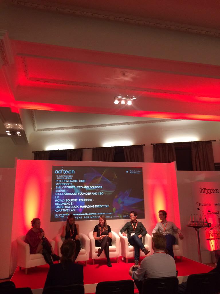 michaeljcoombs's tweet image. Now @nlbroom @_EmilyForbes @rowlybourne @jameshaycock @Filleepa talking through #startup culture at #adtechLondon