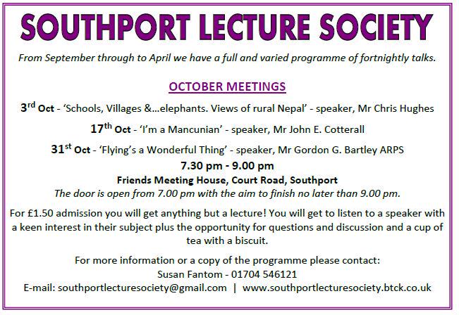 Southport Lecture Society Saturday 17th - 'I'm a Mancunian' speaker Mr John Cotterall <a href="/InsideSouthport/">Inside Southport</a> #southport