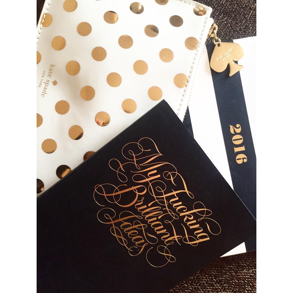When making plans|it's essential to have ridiculously pretty stationery. 
#katespade #calligraphuck #blackandgold
