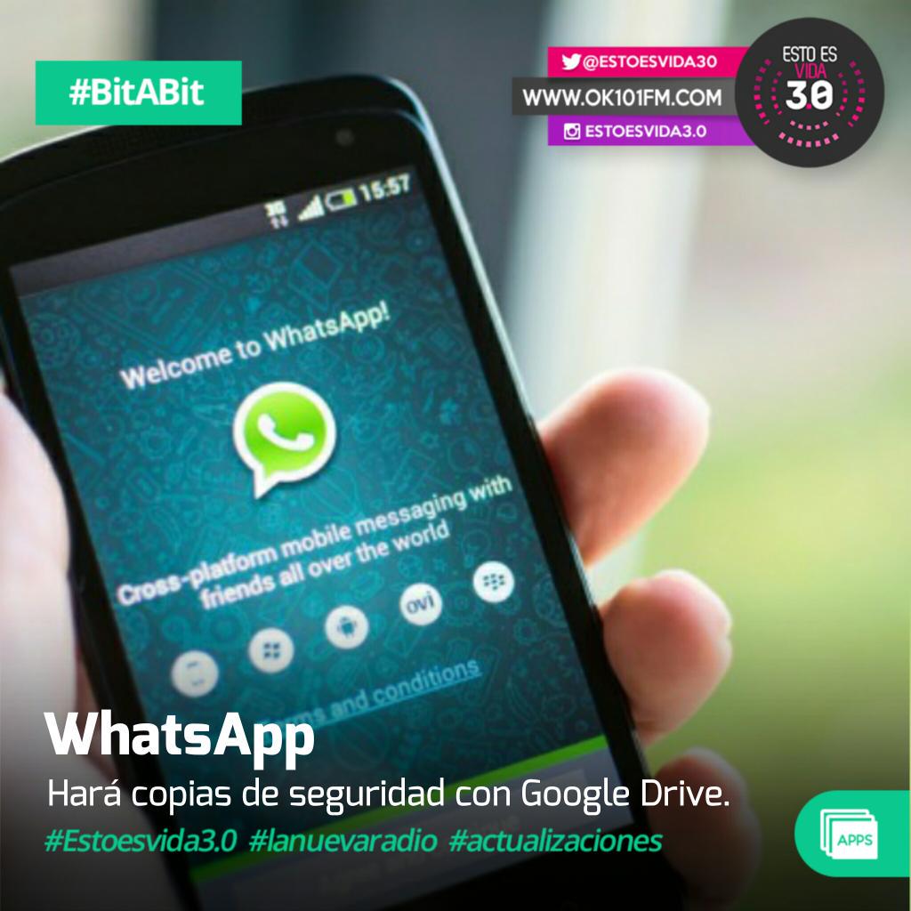 estoesvidaweb's tweet image. #BitABit Nueva actualización de WhatsApp permitirá realizar copias de seguridad directamente en Google Drive. 📻🎤🎧
