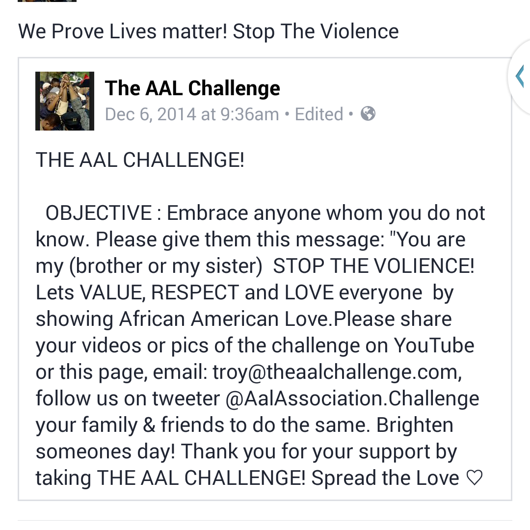 AalAssociation's tweet photo. Take The AAL CHALLENGE! Proving to the world that Lives Matter! #theaalchallenge 
https://t.co/XrDTGp6uDF http://t.co/xau5pmV7IQ