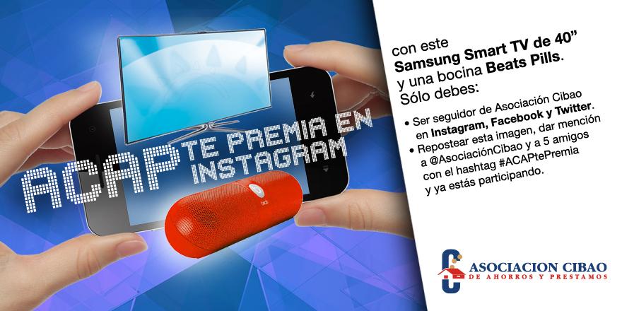 cibaodom's tweet photo. Participa en nuestra promoción #ACAPtePremia en Instagram y podrá ganar una Samsung Smart TV de 40". http://t.co/7F1baw9y5L