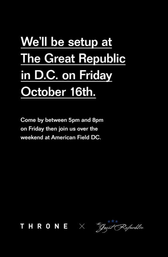 GrtRepublicDC's tweet photo. Join us &amp; #THRONE @CityCenterDC on 10/16 from 5-8pm! #DC #Style #PopUp http://t.co/NIJRhouKjo
