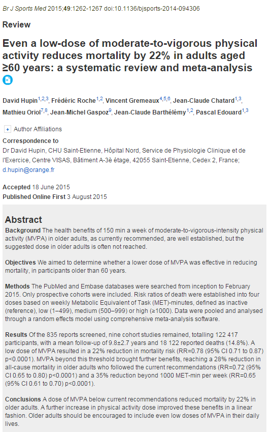 ProfRobNewton's tweet photo. Growing evidence older people should include moderate - vigorous PA for health and survival http://t.co/dpYv8QXSMe http://t.co/CGVwOCkp9X