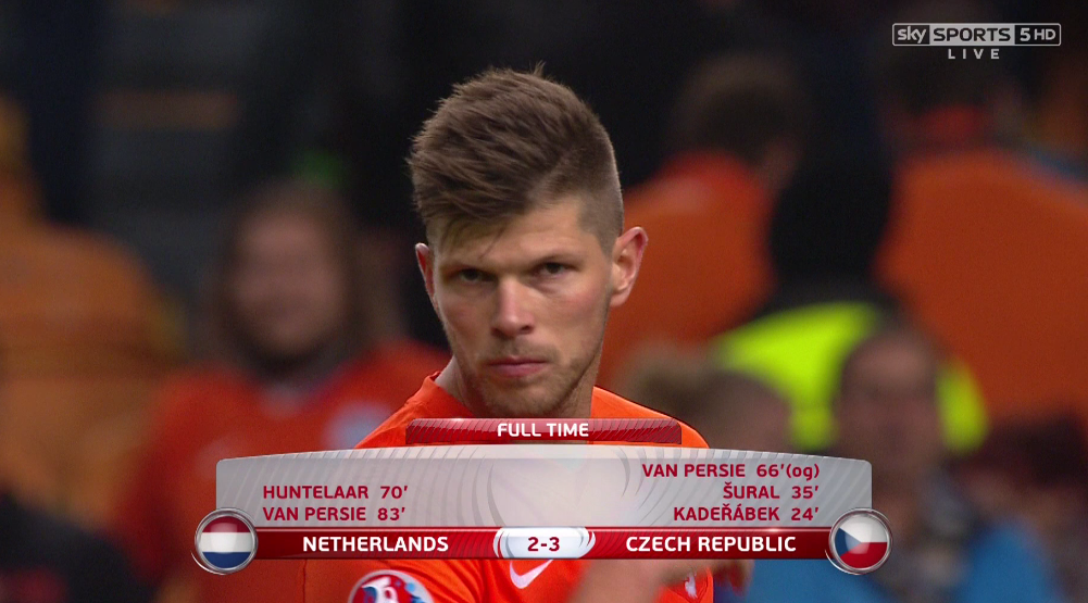SkySportsPL's tweet photo. FT: Netherlands lose 3-2 to Czech Republic and miss out on Euro 2016. http://t.co/1G47qTXRkT #SkyFootball http://t.co/khXLVnjzeg