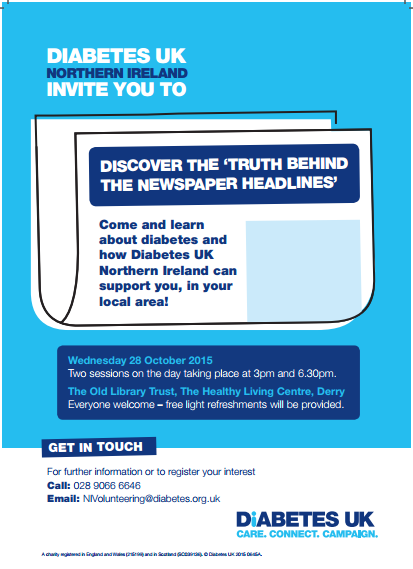 OLTHLC's tweet photo. New #Diabetes Support group for Derry City! @DiabetesUKNI @Patramseymla @JonGPReferral Please RT #SupportFDSG http://t.co/N1CqUelfGR