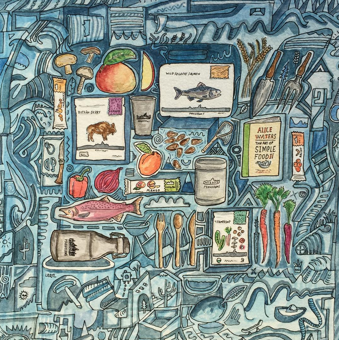 PatagoniaProv's tweet image. Our pantry line up in mega doodle by @campillustrated. #artandfood instagram.com/p/8mCz-TlECe/?…