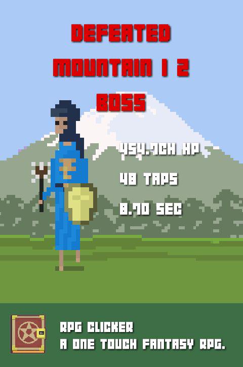 Blackrifle2201's tweet image. Defeated Mountain I 2 Boss in a battle to the death in RPG Clicker: x.co/RPGClicker Now on iOS! #rpg #clicke