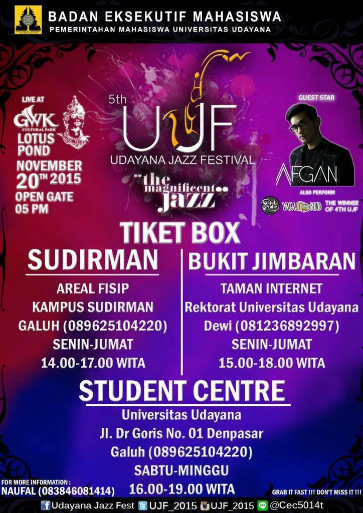 >> #acara Coming soon! @UJF_2015 w/ spesial perform <a href="/afgansyah_reza/">-</a> on November 2015. presented by <a href="/BEM_Udayana/">BEM UDAYANA</a>