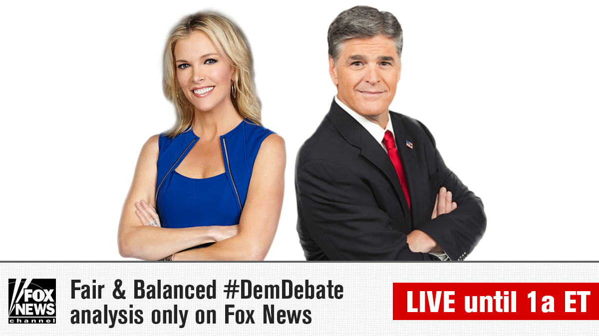 FoxNews's tweet image. Tune in to Fox News Channel at 11p ET for LIVE reaction to the #DemDebate.